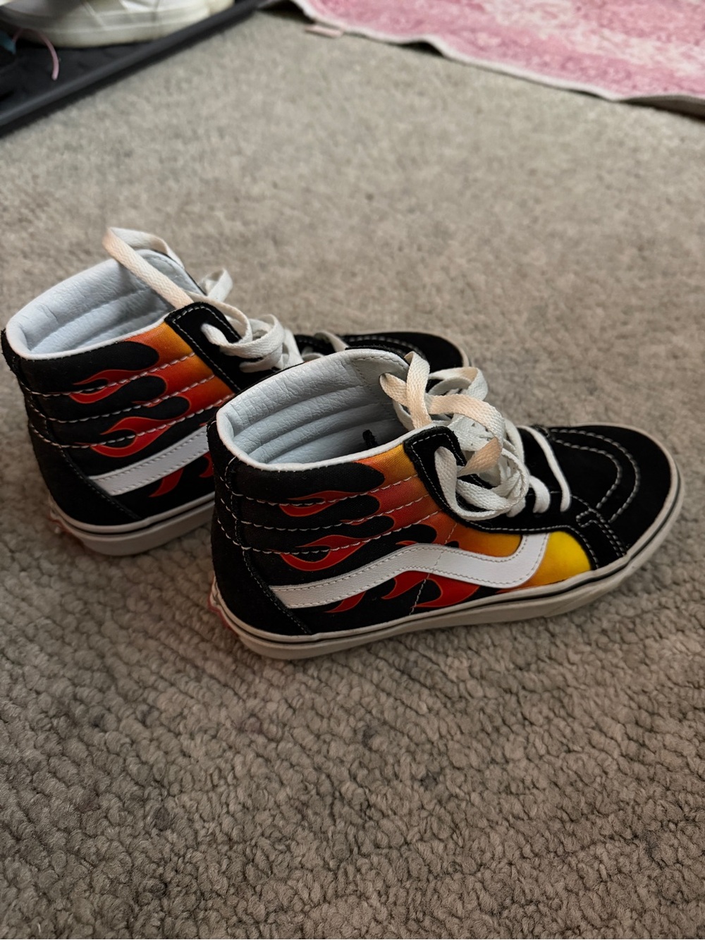 High-Top Flame Skate Shoes - Black, Yellow, Red - Vans
